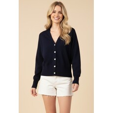 Pinch Pinch Button Contrast Stitch Cardigan