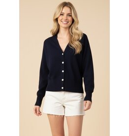 Pinch Button Contrast Stitch Cardigan