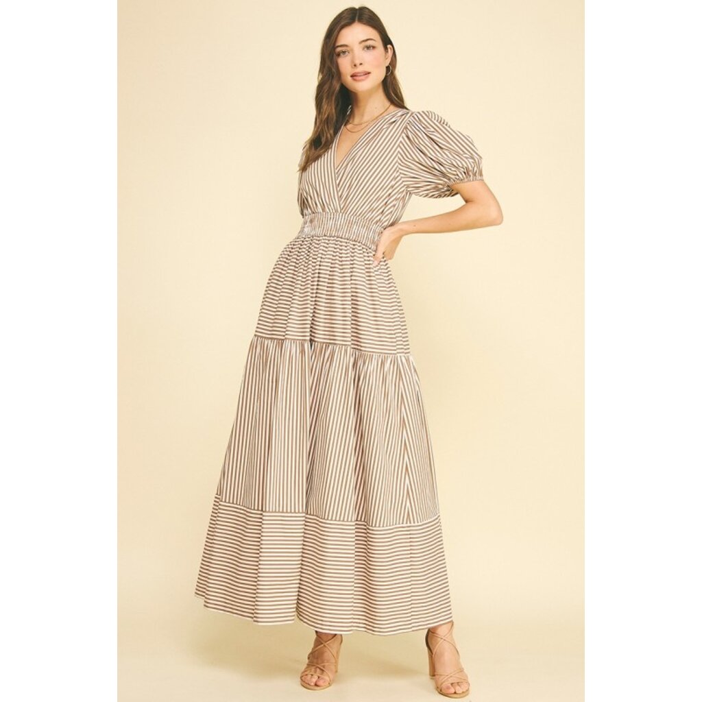 Pinch Pinch Striped Tiered Maxi Dress