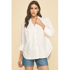 Pinch Pinch V Neck Collar Wide Cuff Shirt