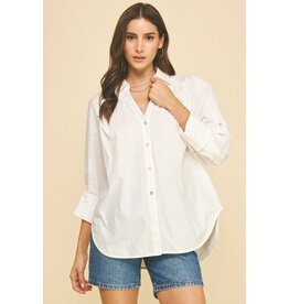 Pinch V Neck Collar Wide Cuff Shirt