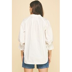 Pinch Pinch V Neck Collar Wide Cuff Shirt
