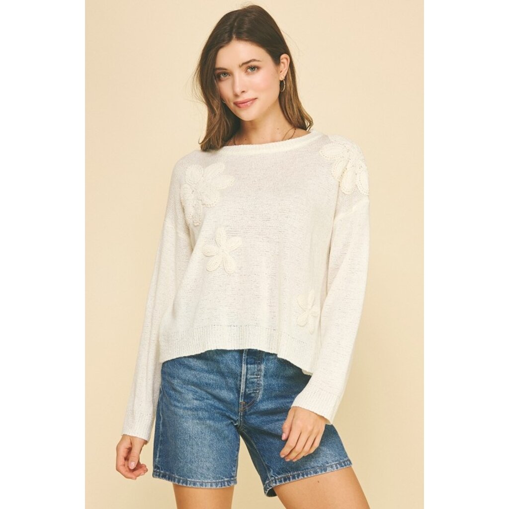 Pinch Pinch Floral Embroidered Sweater