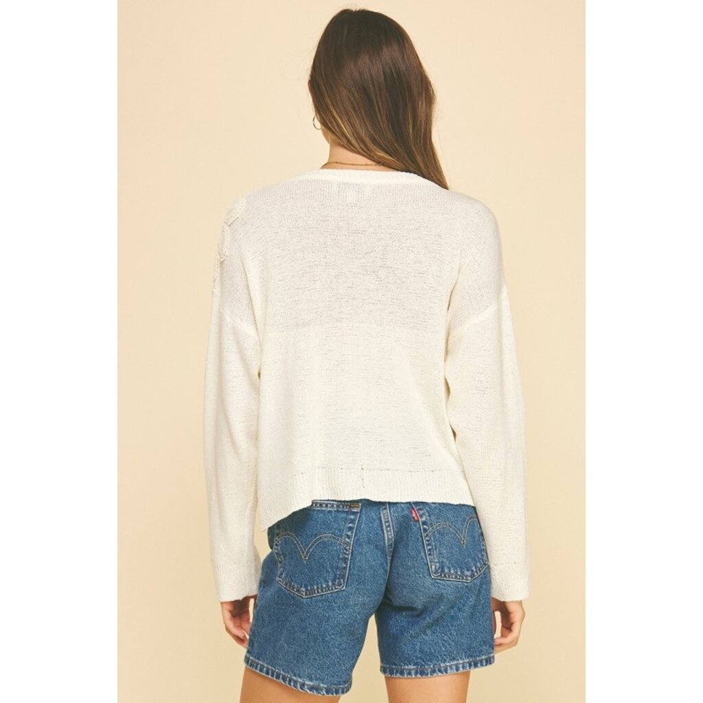 Pinch Pinch Floral Embroidered Sweater