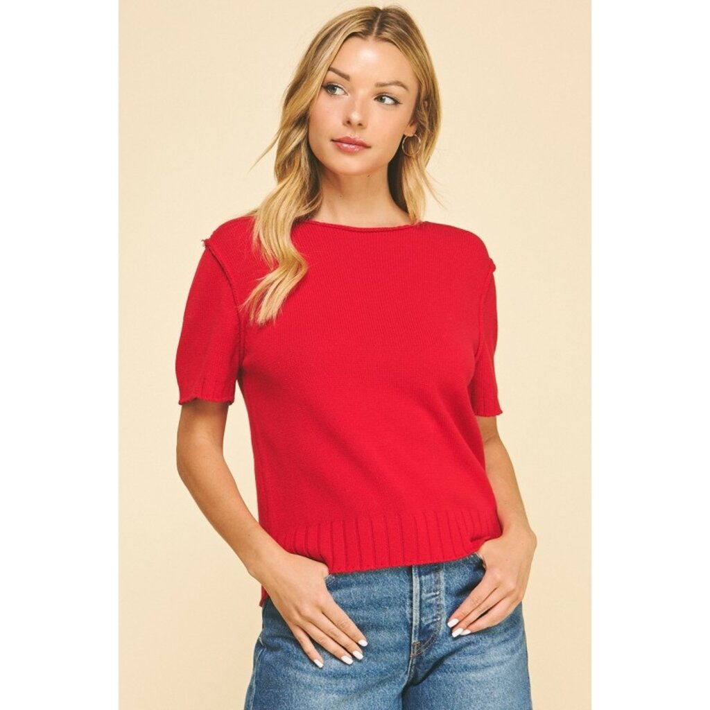 Pinch Pinch Raw Edge Knit Sweater