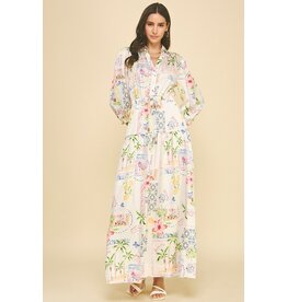 Pinch Print Button Down Maxi Dress