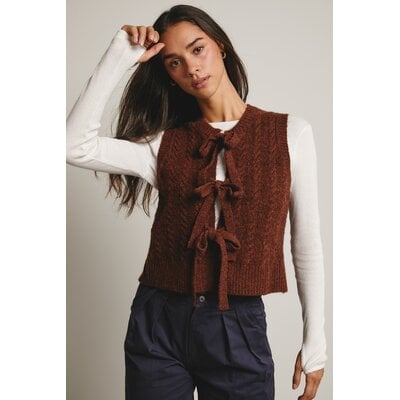 Forte Cable Knit Bow Tie Sweater Vest