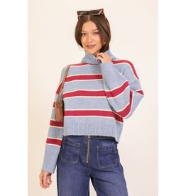Lumiere Coastal Stripe Turtleneck Sweater