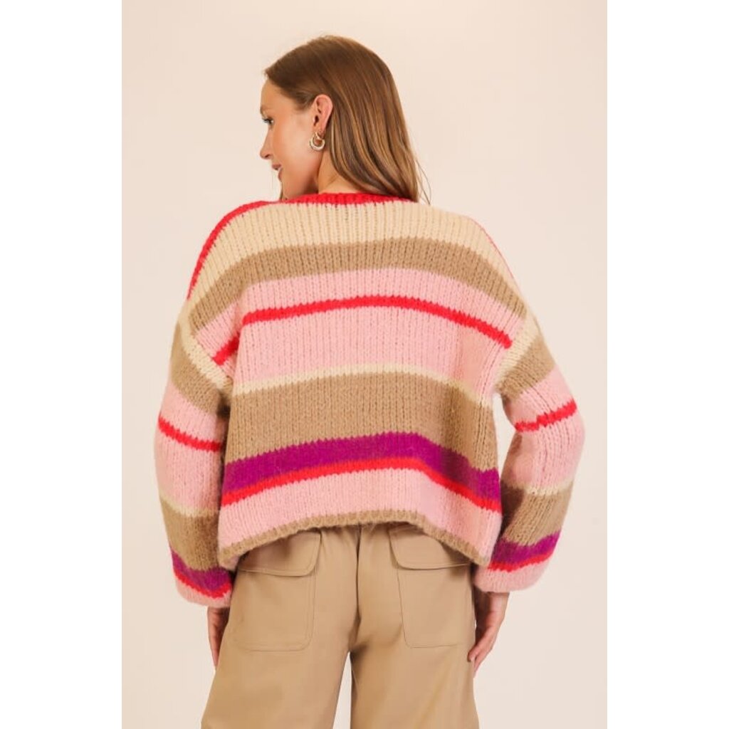 Lumiere Lumiere Striped Cozy Knit Cardigan