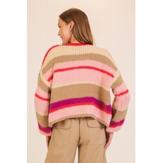 Lumiere Lumiere Striped Cozy Knit Cardigan