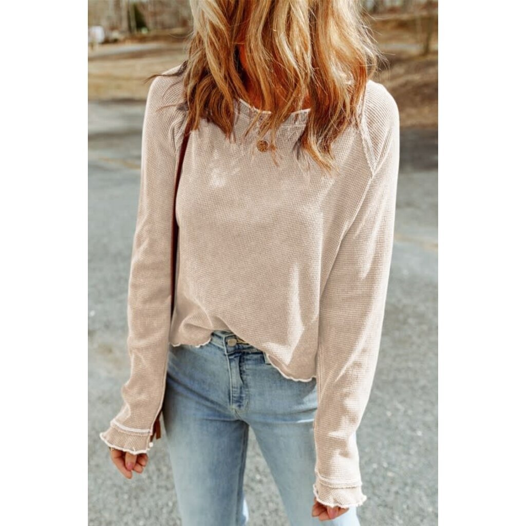 Aiwee Fashion Aiwee Fashion Waffle Knit Sweatshirt