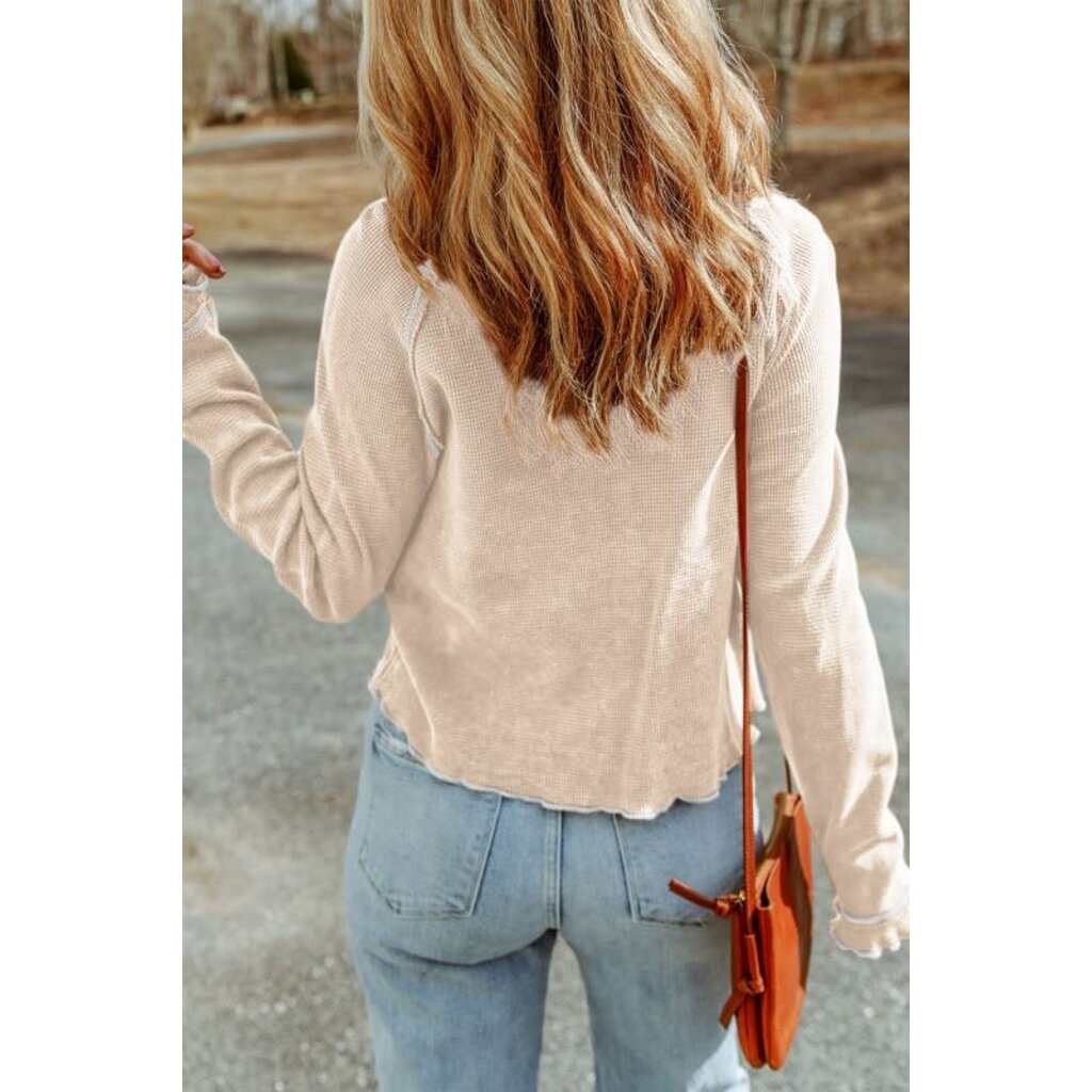 Aiwee Fashion Aiwee Fashion Waffle Knit Sweatshirt