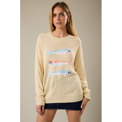 Sunday Edition "fish" Graphic Sweater