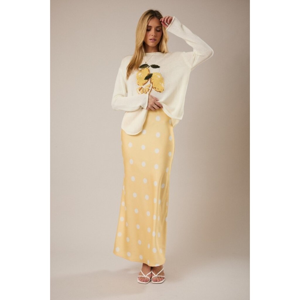 Sunday Edition Sunday Edition Satin Polka Dot Midi Skirt