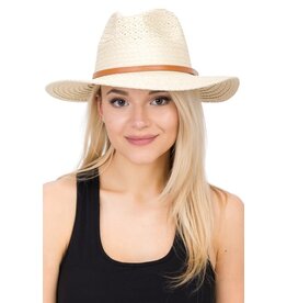 Cap Zone Brown Belt Crushable Floppy Straw Hat