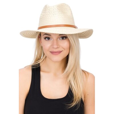 Cap Zone Brown Belt Crushable Floppy Straw Hat