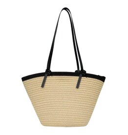 Vegan Leather Trim Tote Bag