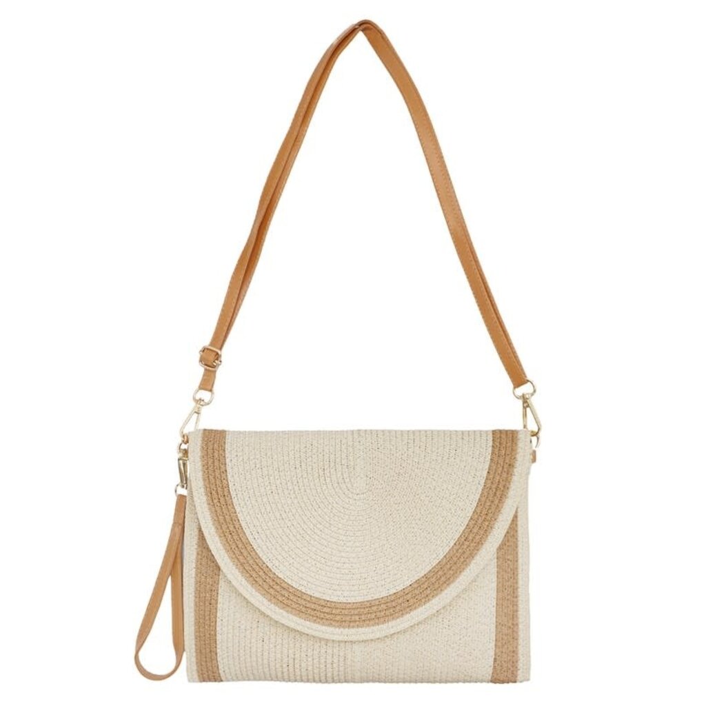 Cap Zone Cap Zone Boho Paper Straw Beach Front Flap Clutch Bag