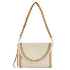 Cap Zone Cap Zone Boho Paper Straw Beach Front Flap Clutch Bag