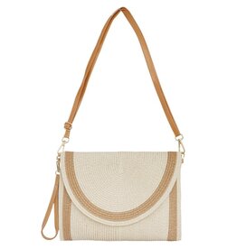 Boho Paper Straw Beach Front Flap Clutch Bag