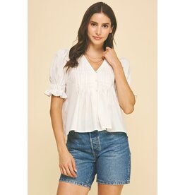 Pinch Button Down Blouse Top