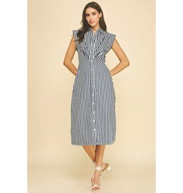 Pinch Striped Button Down Midi Dress