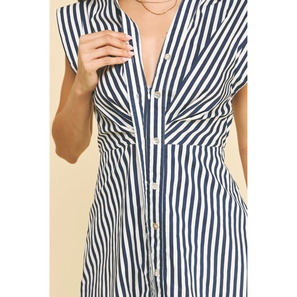 Pinch Pinch Striped Button Down Midi Dress 7028D
