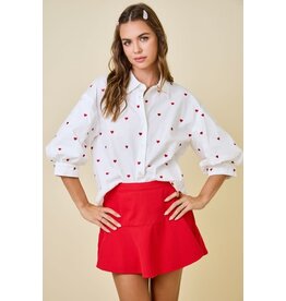 Day + Moon Valentine's Heart Embroidered Button Down Shirt