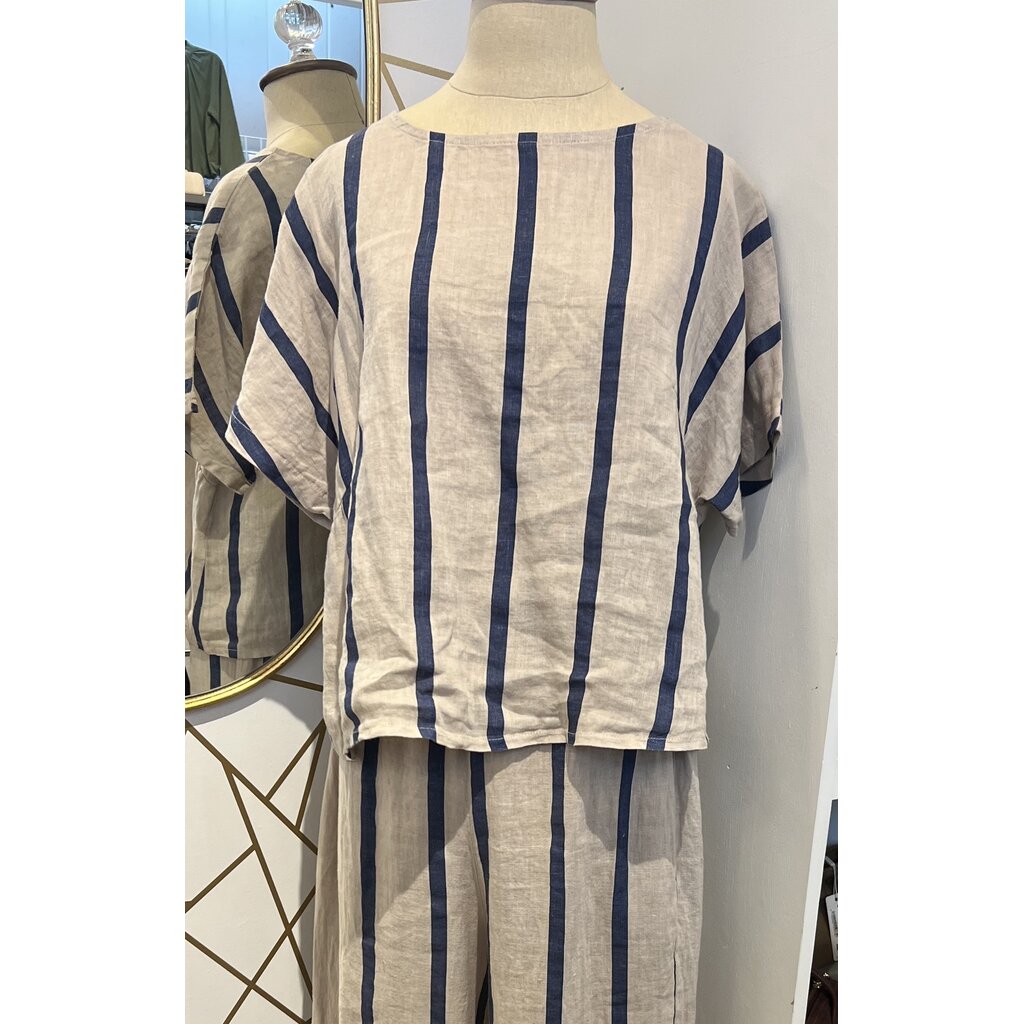 Camille & Co Camille & Co Striped Linen Top