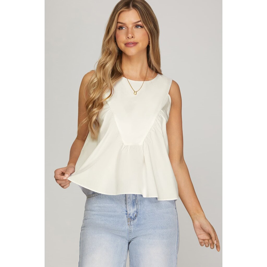 She + Sky She + Sky Sleeveless Ruffle Detail Top