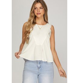 She + Sky Sleeveless Ruffle Detail Top
