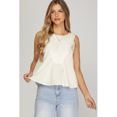 She + Sky Sleeveless Ruffle Detail Top