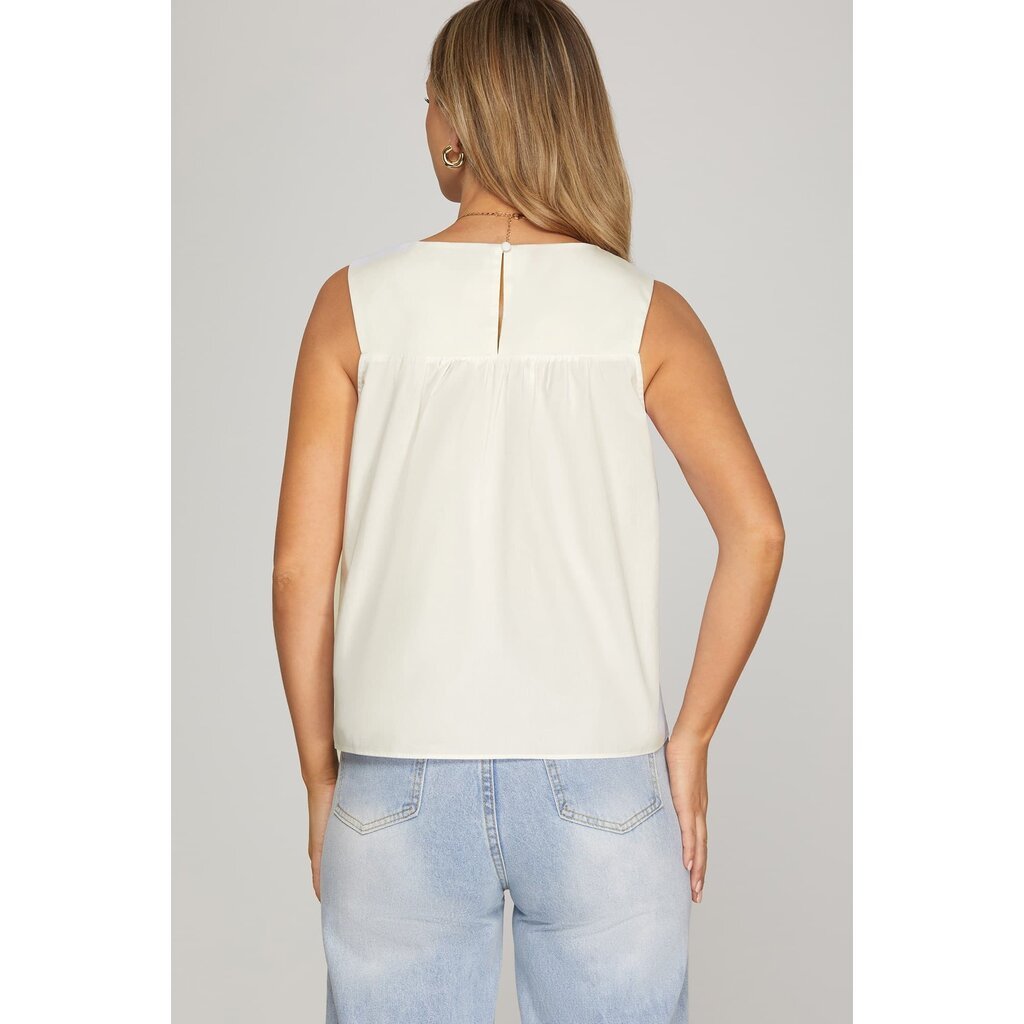 She + Sky She + Sky Sleeveless Ruffle Detail Top