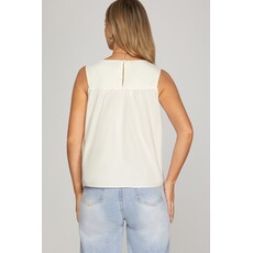 She + Sky She + Sky Sleeveless Ruffle Detail Top
