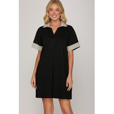 She + Sky She + Sky Drop Shoulder Collared Heavy Knit Mini Dress