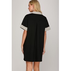 She + Sky She + Sky Drop Shoulder Collared Heavy Knit Mini Dress