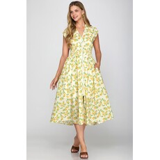 She + Sky She + Sky Front Zip Printed Midi Dress