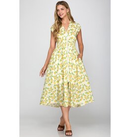 She + Sky Front Zip Printed Midi Dress