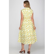 She + Sky She + Sky Front Zip Printed Midi Dress