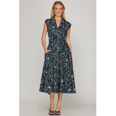 She + Sky She + Sky Drop Shoulder Midi Dress with Pockets