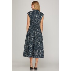 She + Sky She + Sky Drop Shoulder Midi Dress with Pockets