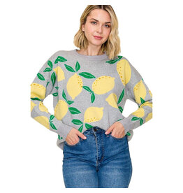 Staccato Lemon Jacquard Pullover Sweater