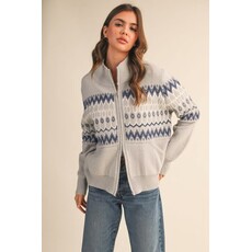 &Merci &Merci Fair Isle Zip Up Sweater