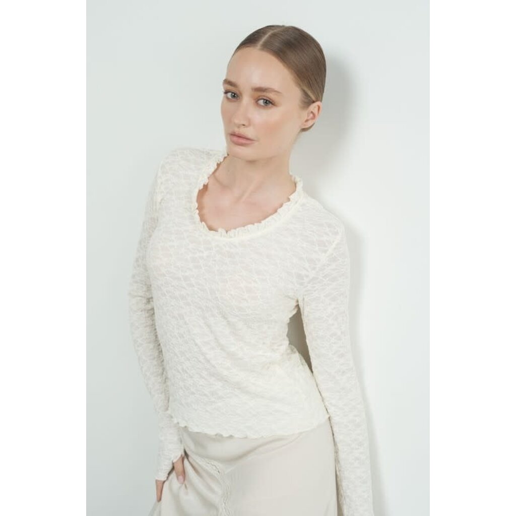 Aaron & Amber Aaron & Amber Lace Top with Ruffle Neck