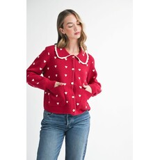 Aemi + Co Aemi + Co Heart Pointelle Peter Pan Cardigan
