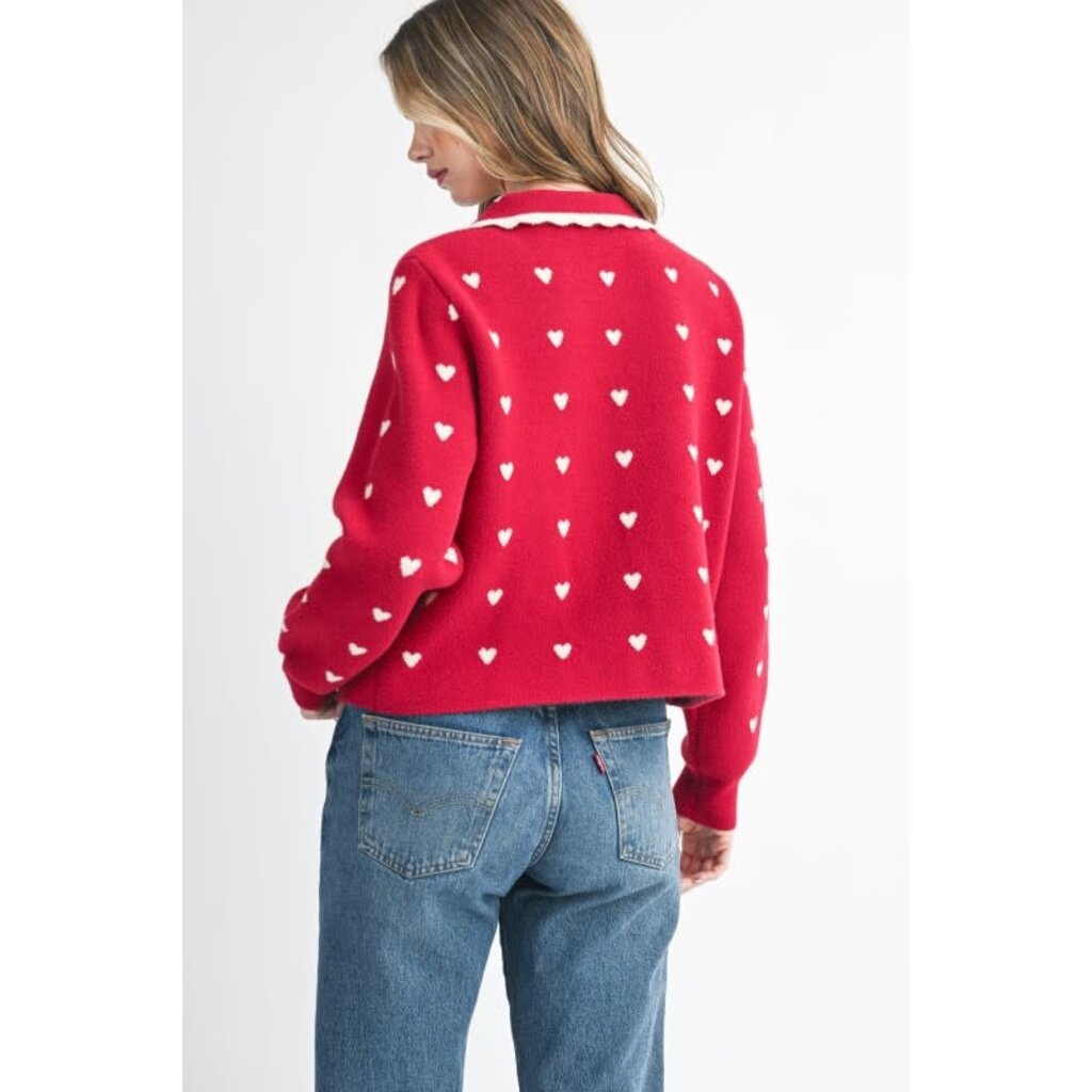 Aemi + Co Aemi + Co Heart Pointelle Peter Pan Cardigan