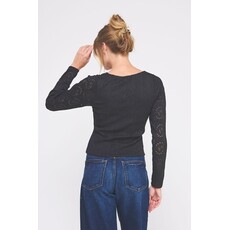 Allie Rose Allie Rose Knit Embroidered Lace Square Neck Top