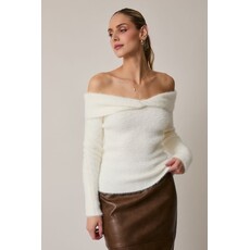 Sunday Edition Sunday Edition Off Shoulder Fuzzy Sweater