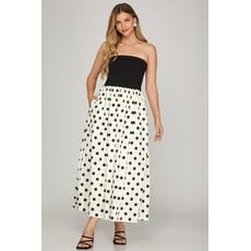 She + Sky She + Sky Polka Dot Print Tube Midi Dress