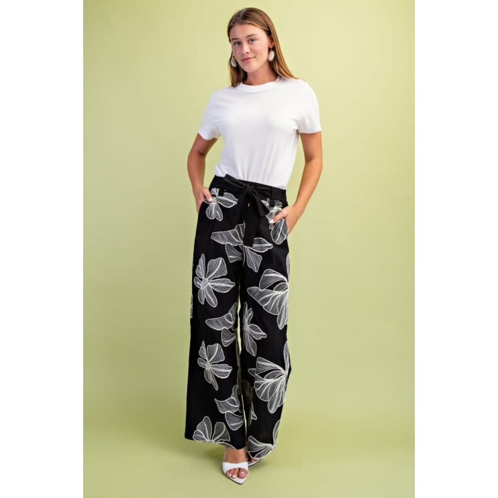 Gigio Gigio Floral Embroidered Pants